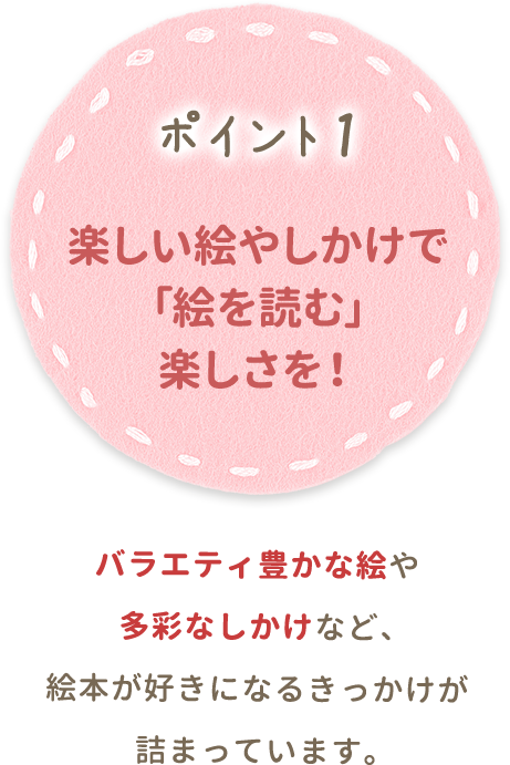 ポイント1 楽しい絵やしかけで「絵を読む」楽しさを！